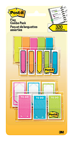 Post-it® Notes Flags, With Flag Marker, Assorted Colors, 20 Flags Per Pad, Pack Of 16 Pads