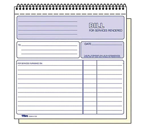 TOPS 2-part Carbonless Wirebound Invoice Book - Wire Bound - 2 Part - Carbonless Copy - 7 3/4" x 8 1/2" Sheet Size - Assorted Sheet(s) - 1 Each