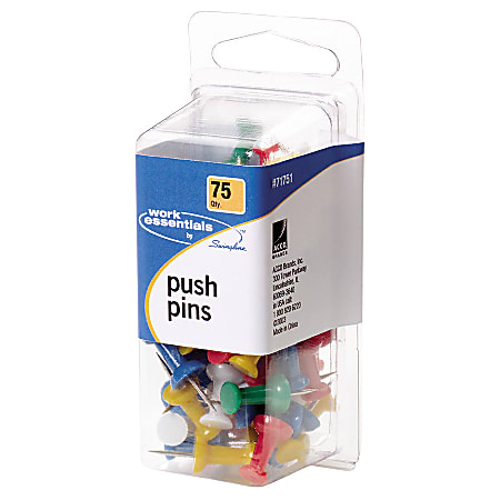 Swingline Pushpins, Assorted Colors, Pack Of 75