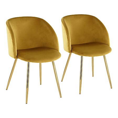 LumiSource Fran Dining Chairs, Chartreuse/Gold, Set Of 2