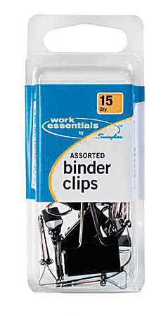 Swingline® Binder Clips, Assorted Sizes, Black, Pack Of 15