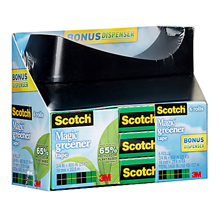 Scotch Magic Greener Invisible Tape With Desktop Dispenser 34 x 900 Clear  Pack of 6 rolls - Office Depot
