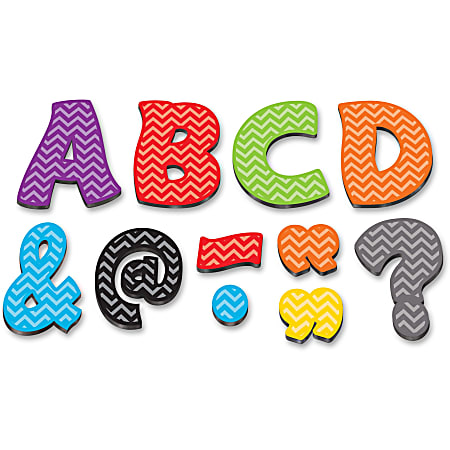 Teacher Created Resources Chevron 3" Magnetic Letters - Learning Theme/Subject - 67 (Letter) Shape - Magnetic - Chevron - Durable, Damage Resistant - 0.10" Height x 3" Width x 3" Depth - Multicolor - 67 / Pack