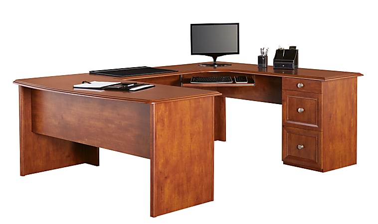 Realspace® Broadstreet 65"W U-Shaped Executive Corner Desk, Maple