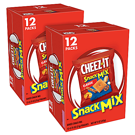Cheez It Crackers Snack Mix Tray 0.75 Oz 12 Pouches Per Box Pack Of 2 ...