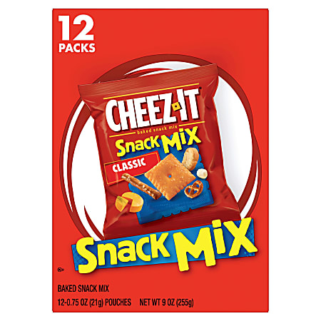 Cheez It Crackers Snack Mix Tray 0.75 Oz 12 Pouches Per Box Pack Of 2 ...