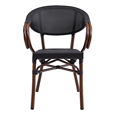 Eurostyle Jannie Stacking Side Chairs, Black/Brown, Set Of 2 Chairs