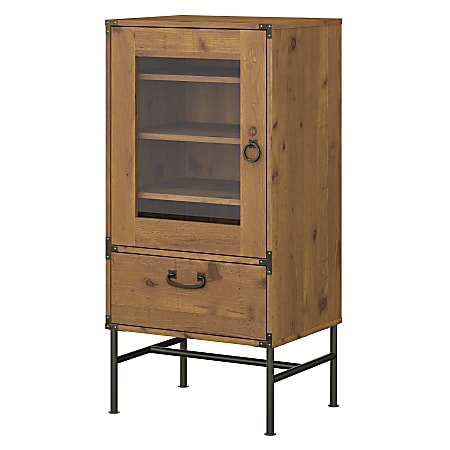 kathy ireland® Home by Bush Furniture Ironworks Audio Storage Cabinet, Vintage Golden Pine, Standard Delivery