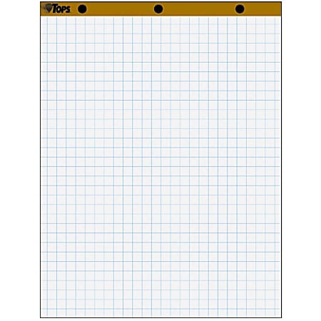 TOPS 1" Grid Square Easel Pads - 50 Sheets - Stapled/Glued - 16 lb Basis Weight - 27" x 34" - White Paper - Perforated, Bond Paper, Leatherette Head Strip - 4 / Carton