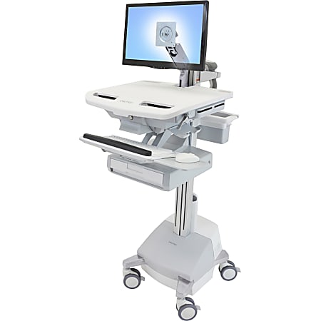 Ergotron StyleView Cart with LCD Arm, SLA Powered, 1 Drawer - 1 Drawer - 37 lb Capacity - 4 Casters - SV4412111