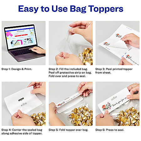Avery Printable Bag Toppers With Bags 22801 Rectangle 1 34 x 5 White ...
