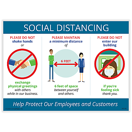 ComplyRight™ Social Distancing Guidelines Poster, English, 14" x 10"