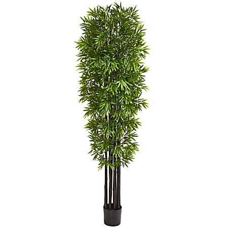 Nearly Natural Bamboo 84”H Artificial Tree With Planter, 84”H x 24”W x 24”D, Green/Black