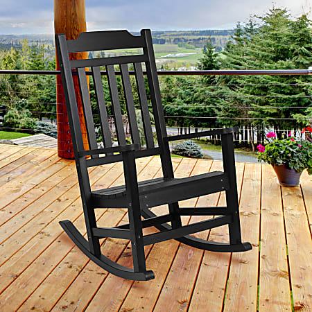 Flash Furniture Winston All-Weather Rocking Chair, Black