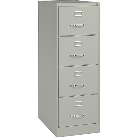 Lorell® Fortress 26-1/2"D Vertical 4-Drawer Legal-Size File Cabinet, Metal, Light Gray