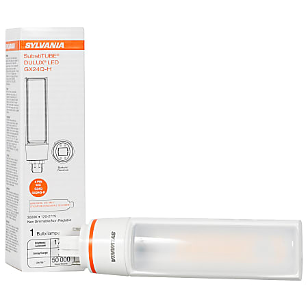 Sylvania SubstiTUBE® DULUX GX24Q CFL Horizontal LED Tubes, Ballast Compatible, 6.4"L, 3000 Kelvin/Warm White, 16 Watt