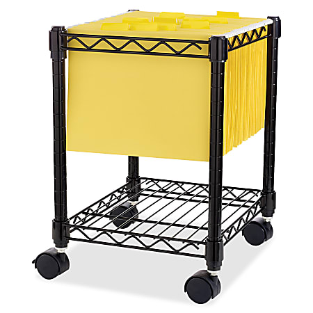 LYS Compact Mobile Wire File Cart, 15 1/2"W x 14"D, Black