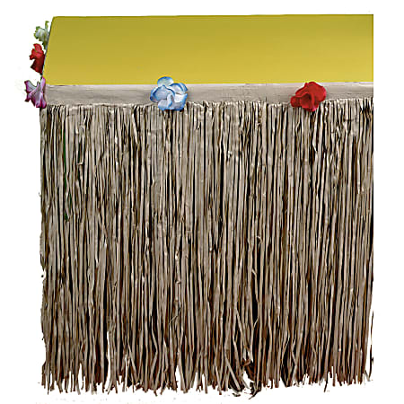 Amscan Summer Luau Natural Tissue Table Skirt, 10' x 29", Natural Brown Grass