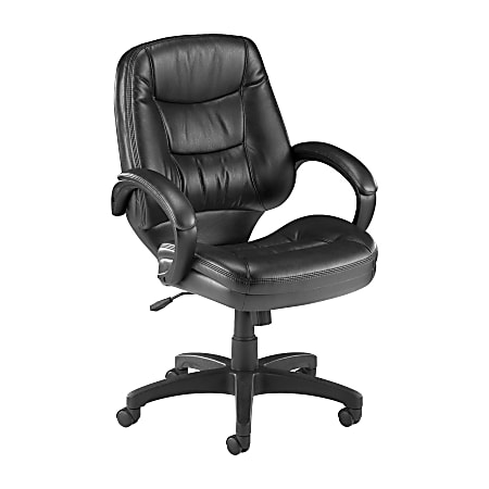 Lorell® Westlake Bonded Leather Mid-Back Manager Chair, Black