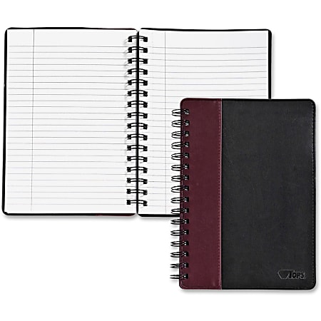 TOPS® Leatherette Executive Notebook, 8" x 10 1/2", Legal Ruled, 96 Sheets, Black/Burgundy