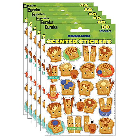 Eureka Scented Stickers, Cinnamon, 80 Stickers Per Pack, Set Of 6 Packs