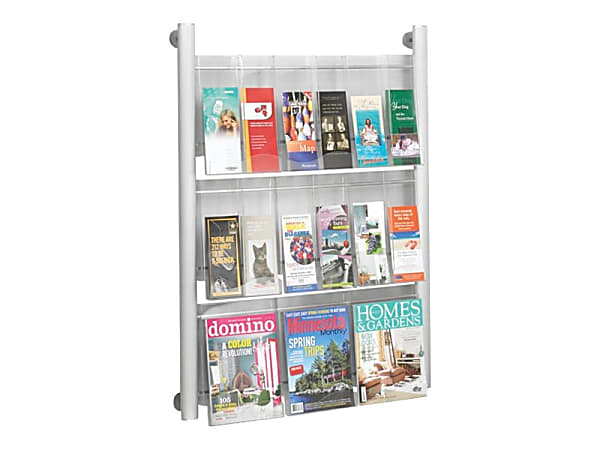 Safco Luxe Magazine Rack 41 H x 31 34 W x 5 D Silver - Office Depot