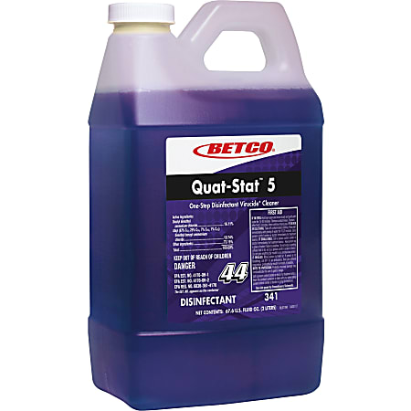 Betco Quat-Stat 5 Disinfectant - Concentrate Liquid - 67.6 fl oz (2.1 quart) - Lavender Scent - 4 / Carton - Purple