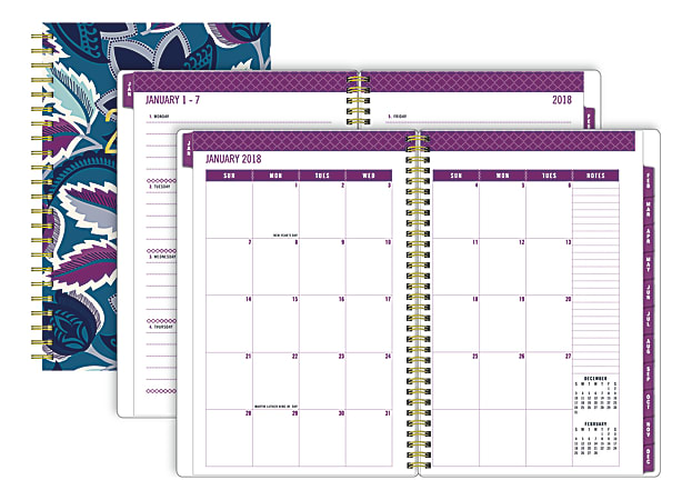 Office Depot® Brand Weekly/Monthly Planner, 8" x 11", Boho Luxe, January To December 2018