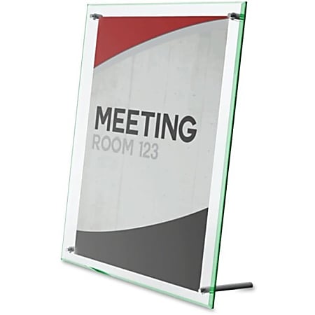 Deflecto Superior Image Beveled Sign Holder - 1 Each - 5"x 7" - Rectangular Shape - Self-standing, Lightweight, Beveled Edge - Clear, Green - 799593