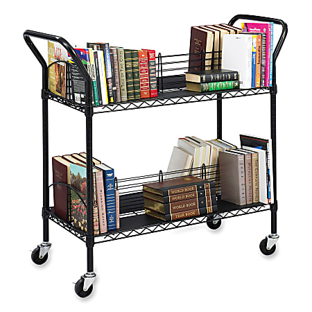 Safco® Double-Sided 2-Shelf Wire Book Cart, 40 1/2"H x 44"W x 18 3/4"D, Black
