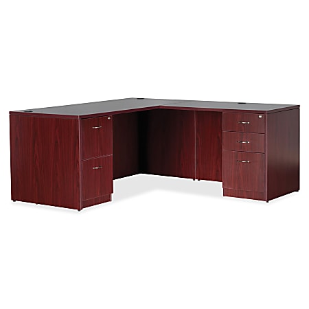Lorell Essentials 72 W Rectangular Shell Computer Desk Mahogany ...