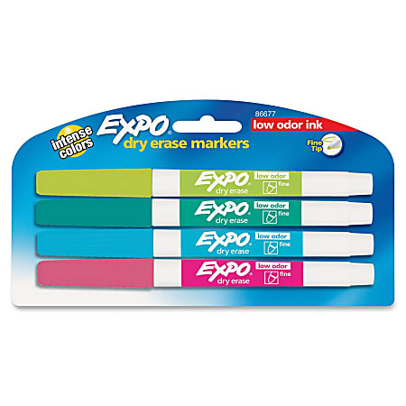 Expo Low-Odor Dry-erase Fine Tip Markers - Fine Marker Point - Assorted Alcohol Based Ink - 4 / Pack