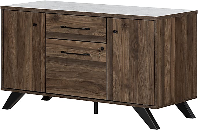 South Shore Helsy 47-3/4"W x 18-1/2"D Lateral 2-Drawer File Cabinet Credenza, Natural Walnut