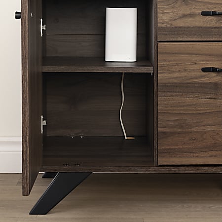 South Shore Helsy 47 3 4 W x 18 1 2 D Lateral 2 Drawer File Cabinet Credenza Natural Walnut