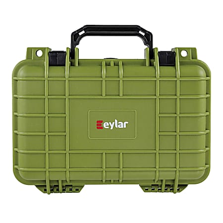 eylar Polypropylene SA00010 Compact Waterproof And Shockproof Gear And Camera Hard Case With Foam Insert, 8-3/8”H x 11-11/16”W x 3-13/16”D, Green