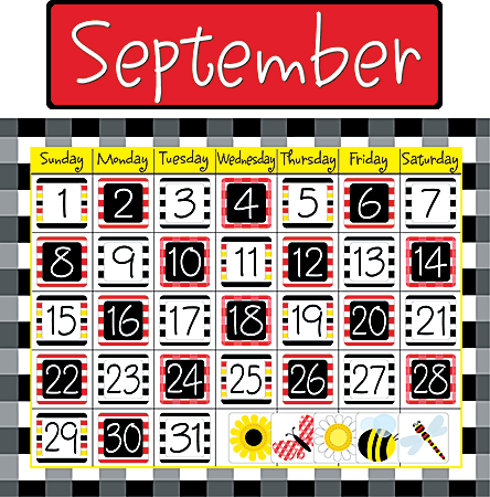 Barker Creek Calendar Set, Buffalo Plaid, Happy, Grades Pre-K - 9