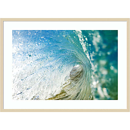 Amanti Art Beautiful Hawaiian Wave by Design Pics Wood Framed Wall Art Print, 30”H x 41”W, Natural