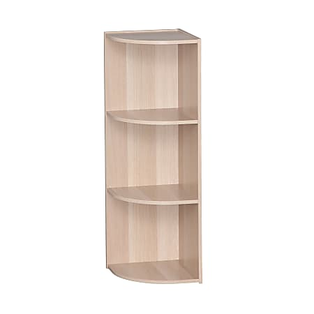 IRIS 35"H Curved 3-Shelf Corner Bookcase, Light Brown