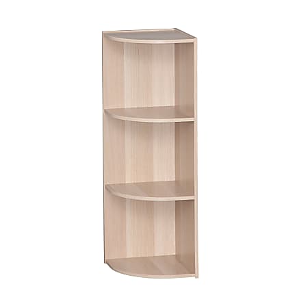IRIS 35"H Curved 3-Shelf Corner Bookcase, Light Brown