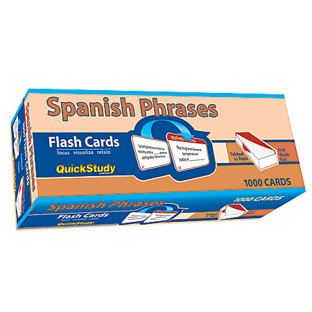 QuickStudy Flash Cards, 4" x 3-1/2", Spanish Phrases, Pack Of 1,000 Cards