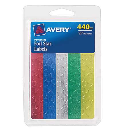 Avery® Foil Stars, 1/2", Assorted, Pack of 440