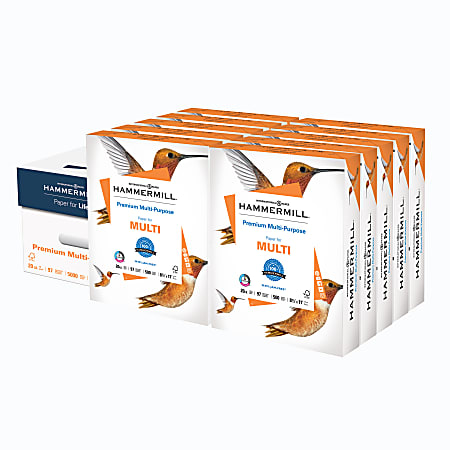 Hammermill® Premium Multi-Use Printer & Copy Paper, 10 Reams, White, Letter (8.5" x 11"), 5000 Sheets Per Case, 20 Lb, 97 Brightness