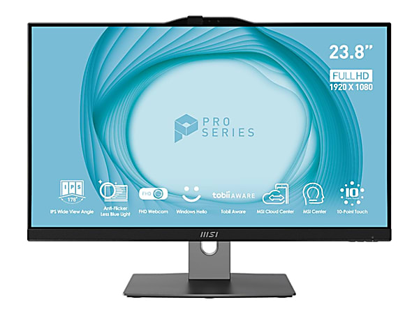 MSI PRO AP243TP All-in-One Desktop PC, 23.8" Touch Screen, Intel® Core™ i7, 16GB Memory, 1TB Solid State Drive, Windows® 11 Pro, WiFi 6