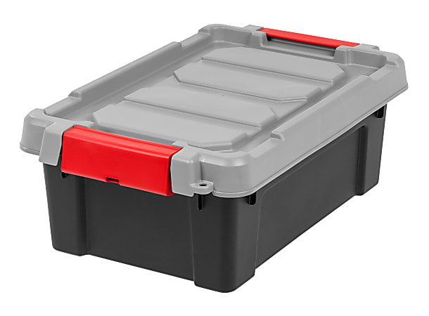 IRIS® Store It All Plastic Storage Totes, 3 Gallons, 6 1/2" x 11 5/8" x 18 1/8", Black, Case Of 6