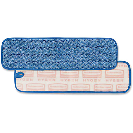 Rubbermaid Commercial Hygen 18" Microfiber Wet Pad - 5.2" Width x 18" Length - MicroFiber - Blue - 12 / Carton