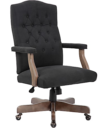 Boss Office Products Ergonomic Linen High-Back Executive Chair, Black