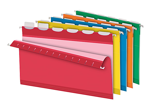 Pendaflex® Ready-Tab™ Reinforced Hanging Folders, With Lift Tab Technology, 1/6 Cut, Legal Size, Assorted Colors, Pack Of 25
