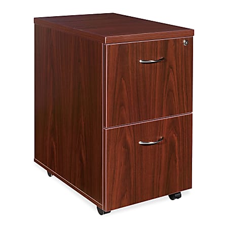 Lorell® Essentials 22"D Vertical 2-Drawer Mobile Pedestal File Cabinet, Mahogany