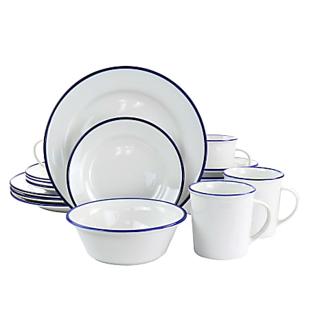Martha Stewart 16-Piece Fine Ceramic Dinnerware Set, White