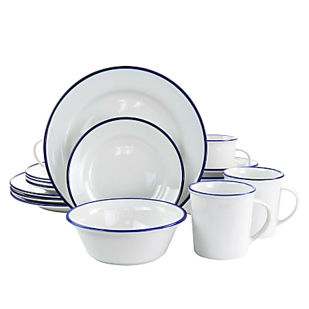 Martha Stewart 16 Piece Fine Ceramic Dinnerware Set White Office